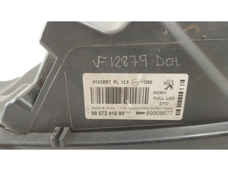 Recambio de faro derecho para peugeot 508 2.0 blue-hdi fap referencia OEM IAM 9807241680 L9005488 89908677