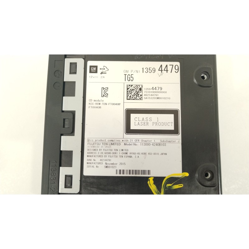 Recambio de sistema audio / radio cd para opel astra k (b16) 1.6 cdti (68) referencia OEM IAM 13594479  