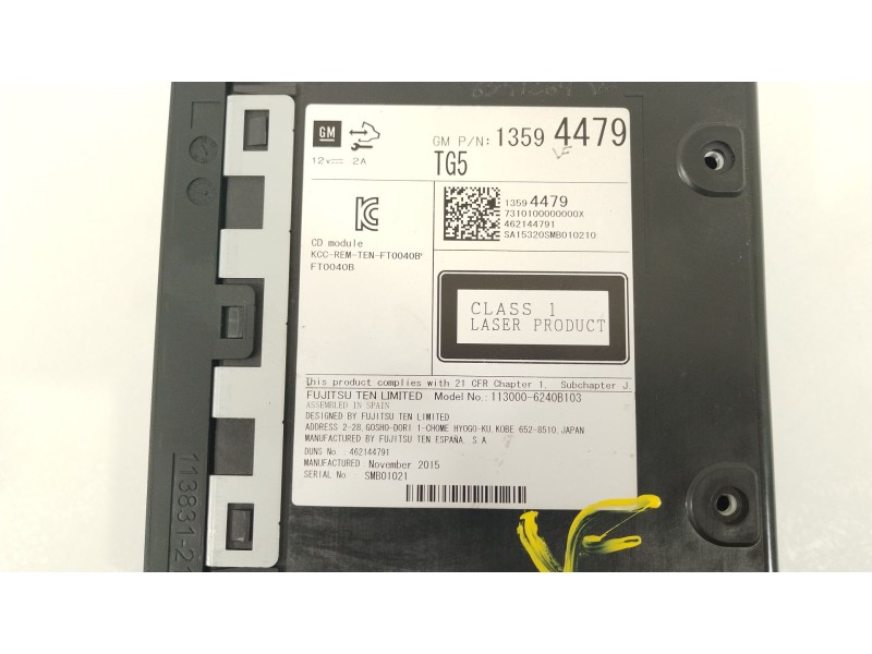 Recambio de sistema audio / radio cd para opel astra k (b16) 1.6 cdti (68) referencia OEM IAM 13594479  