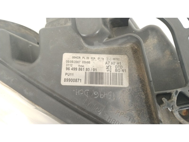 Recambio de faro derecho para peugeot 207 furgoneta/hatchback (wa_, wc_) 1.6 hdi referencia OEM IAM 9649986180  89900871