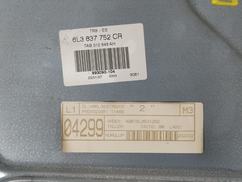 Recambio de elevalunas delantero derecho para seat ibiza iii (6l1) 1.9 tdi referencia OEM IAM 6L3837752CR 6L2959801 6L3837756AC
