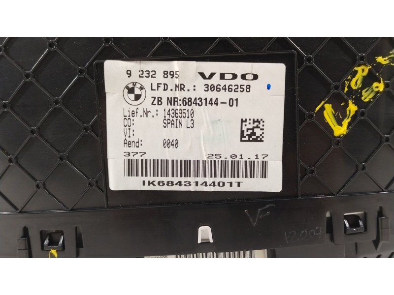 Recambio de cuadro instrumentos para bmw serie 3 touring (f31) 320d referencia OEM IAM 9232895 62105A03A33 6843144