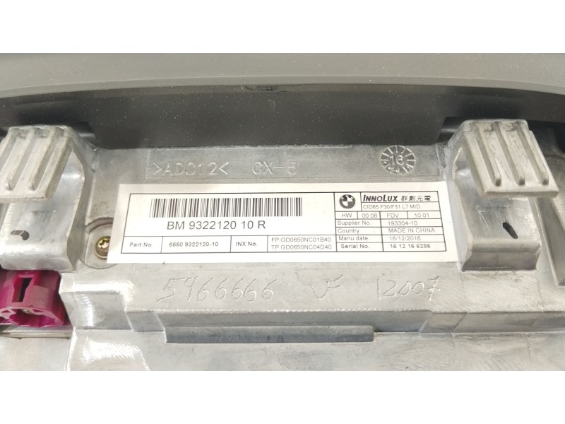 Recambio de pantalla multifuncion para bmw serie 3 touring (f31) 320d referencia OEM IAM 9322120  65509322120