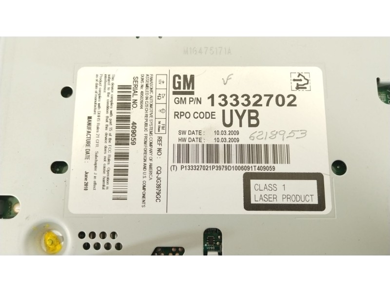 Recambio de sistema audio / radio cd para opel astra j lim. selective business referencia OEM IAM 13332702  