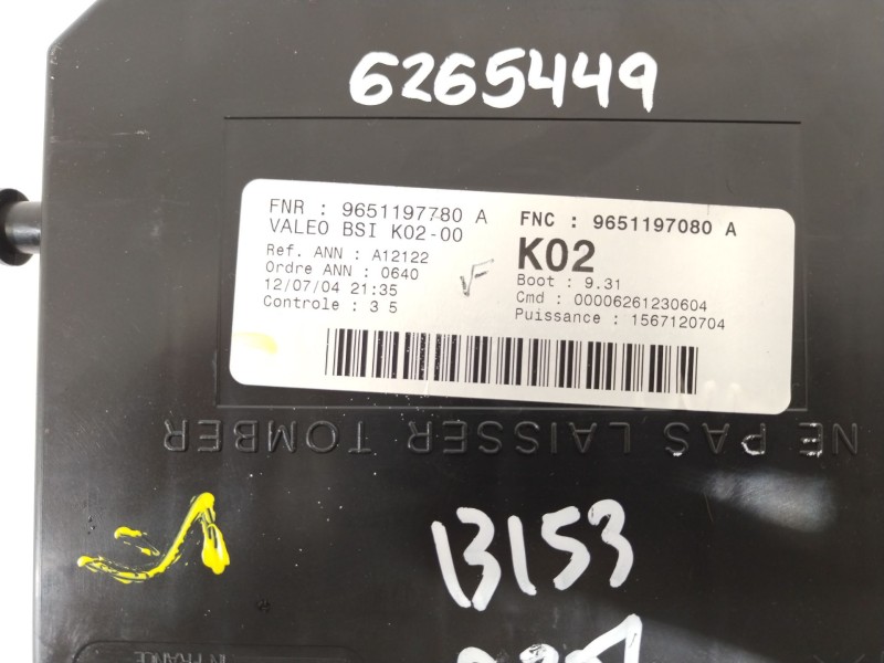 Recambio de caja reles / fusibles para peugeot 307 (s1) xr referencia OEM IAM 9651197080  BSIK0200