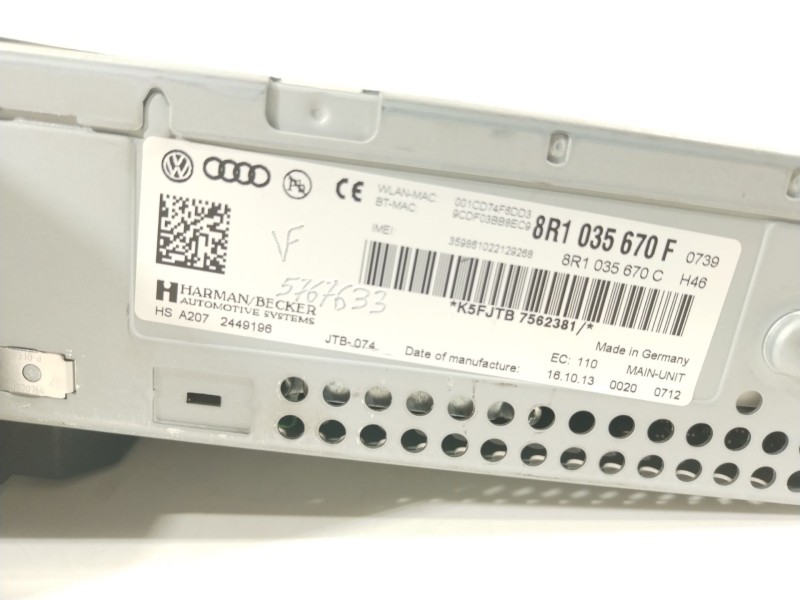 Recambio de sistema audio / radio cd para audi a4 b8 avant (8k5) 2.0 tdi referencia OEM IAM 8R1035670F  
