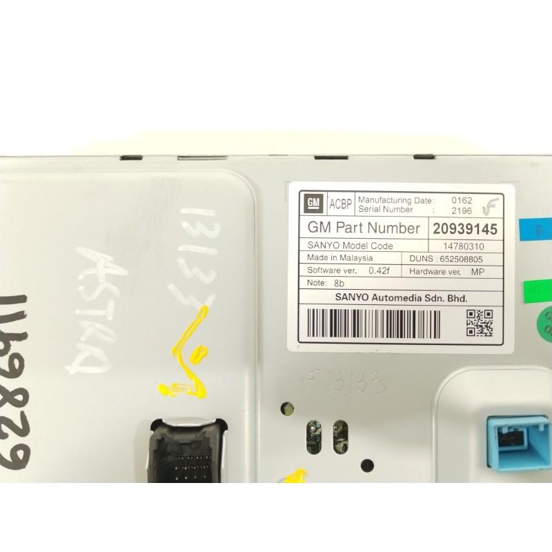 Recambio de pantalla multifuncion para opel astra j sports tourer enjoy referencia OEM IAM 20939145  14780310