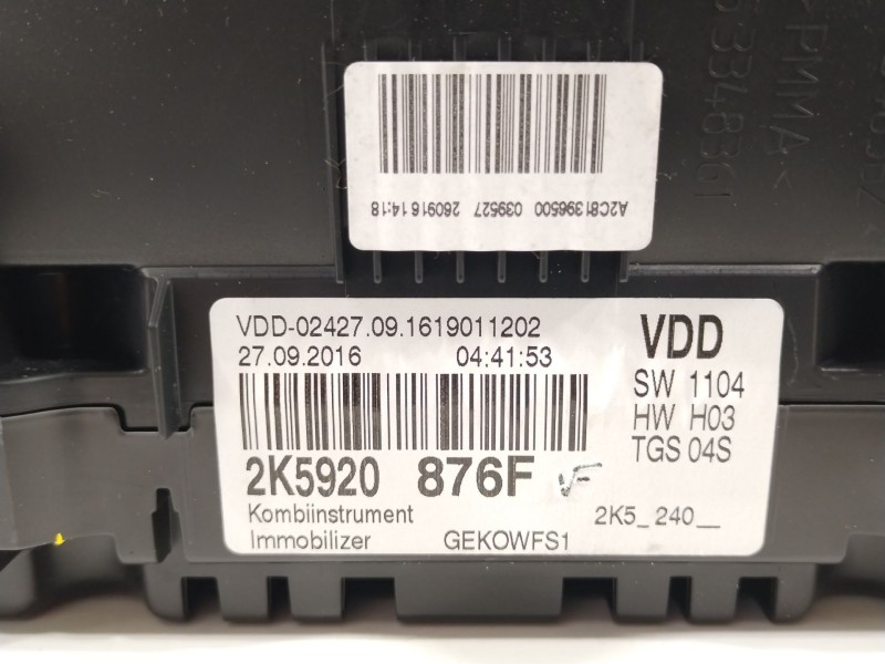 Recambio de cuadro instrumentos para volkswagen caddy furgón/kombi furgón bluemotion referencia OEM IAM 2K5920876F  A2C53348361