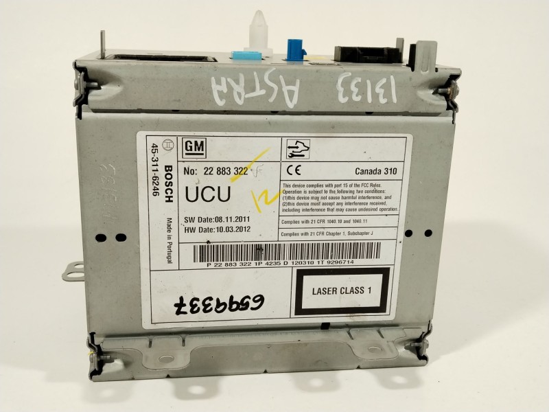 Recambio de sistema navegacion gps para opel astra j sports tourer enjoy referencia OEM IAM 22883322 453116246 22883322