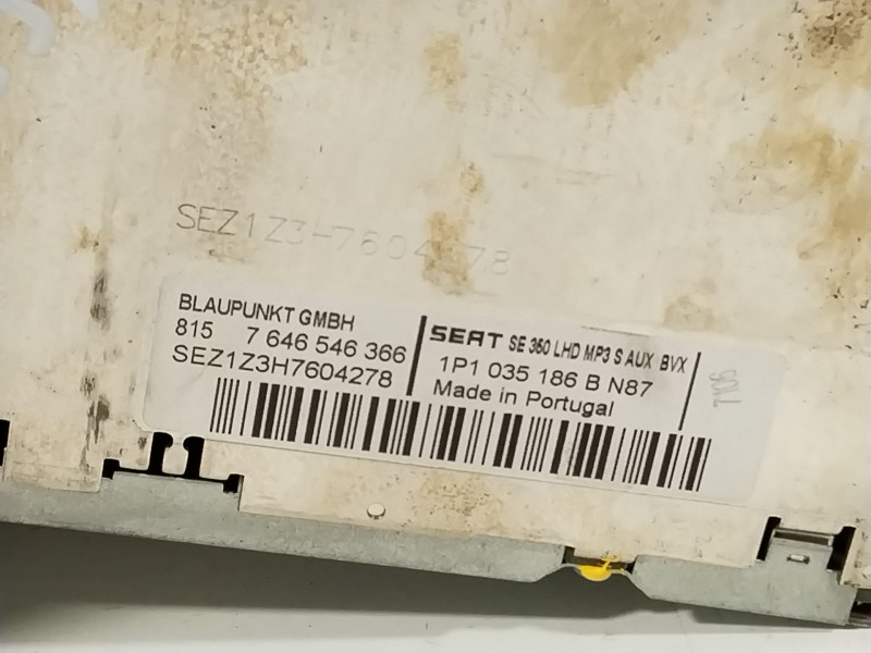 Recambio de sistema audio / radio cd para seat leon (1p1) 1.9 tdi referencia OEM IAM 1P1035186B  1P1035186BN87