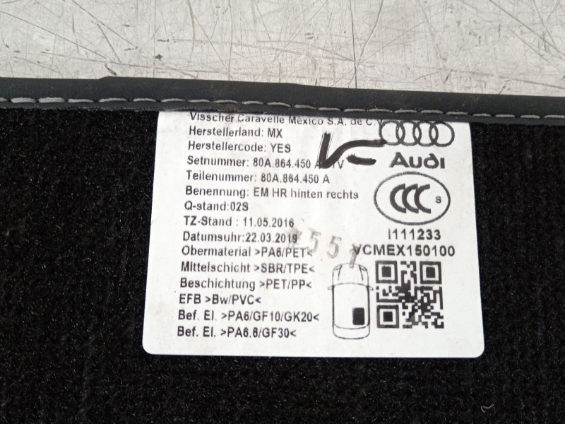 Recambio de juego de alfombrillas para audi q5 (fyb, fyg) 35 tdi quattro referencia OEM IAM 80B863391A  