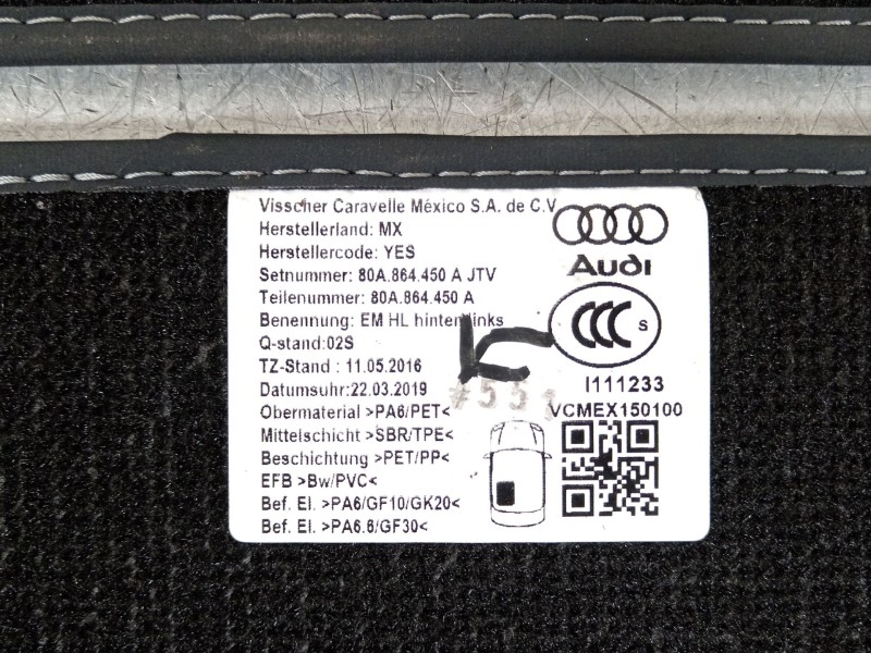 Recambio de juego de alfombrillas para audi q5 (fyb, fyg) 35 tdi quattro referencia OEM IAM 80B863391A  