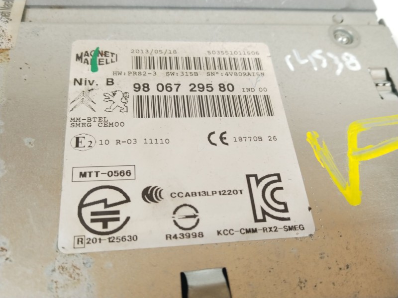 Recambio de sistema audio / radio cd para peugeot 208 i (ca_, cc_) 1.4 hdi referencia OEM IAM 9806729580  
