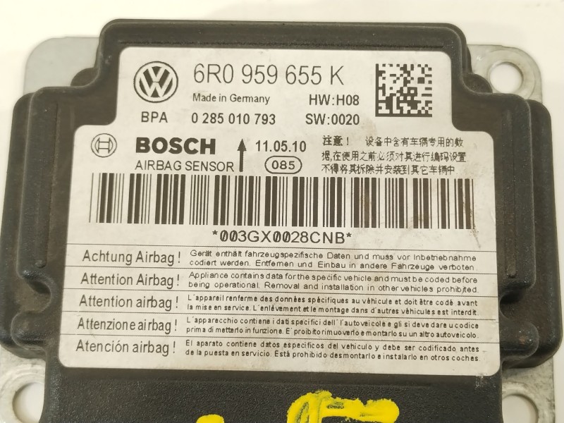 Recambio de centralita airbag para volkswagen polo v (6r1, 6c1) 1.6 tdi referencia OEM IAM 6R0959655K 0285010793 