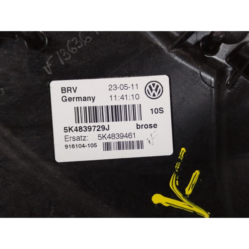 Recambio de elevalunas trasero izquierdo para volkswagen golf vi (5k1) 1.6 tdi referencia OEM IAM 5K4839461 5K0959703D 5K4839729