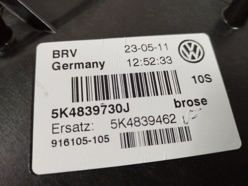 Recambio de elevalunas trasero derecho para volkswagen golf vi (5k1) 1.6 tdi referencia OEM IAM 5K4839462 5K0959704D 5K4839730J