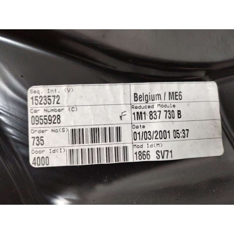 Recambio de elevalunas delantero derecho para seat toledo ii (1m2) 1.9 tdi referencia OEM IAM 1M1837730B 1J0959802G 1M0837756