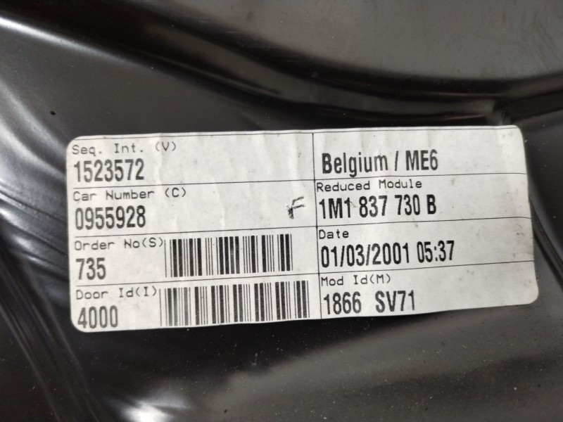 Recambio de elevalunas delantero derecho para seat toledo ii (1m2) 1.9 tdi referencia OEM IAM 1M1837730B 1J0959802G 1M0837756