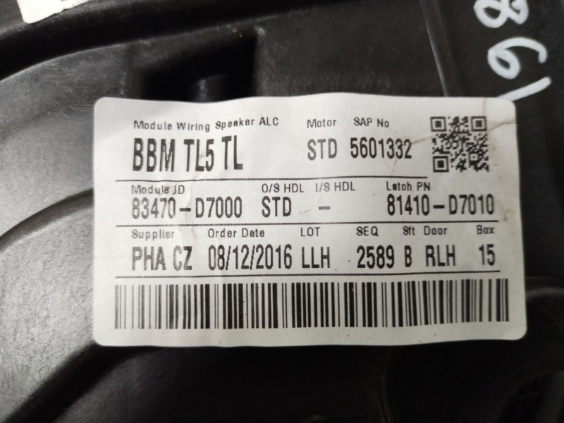 Recambio de elevalunas trasero izquierdo para hyundai tucson essence bluedrive 2wd referencia OEM IAM 83470D7000 83450D7000 8347