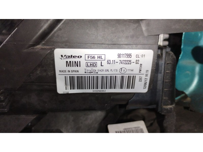 Recambio de faro izquierdo para mini mini (f56) cooper d referencia OEM IAM 7472225 90117995 63117448375