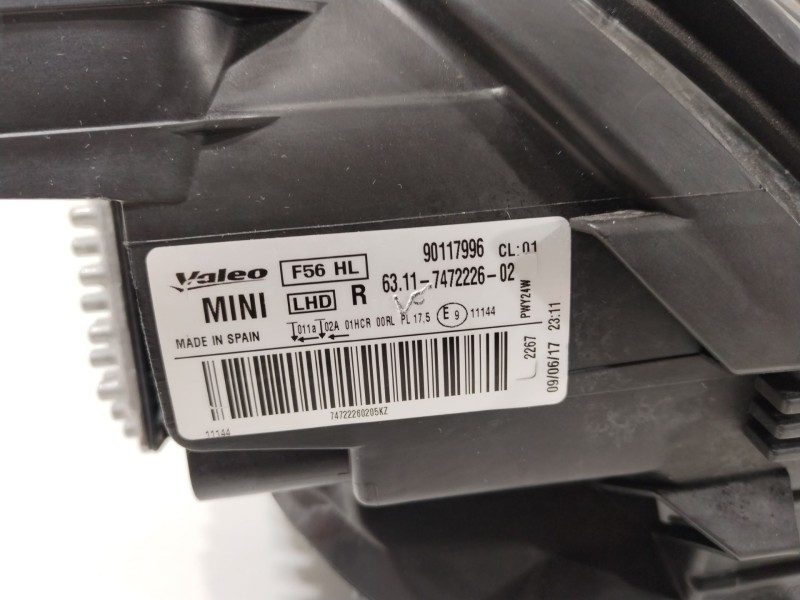 Recambio de faro derecho para mini mini (f56) cooper d referencia OEM IAM 63117472226 90117996 63117448376