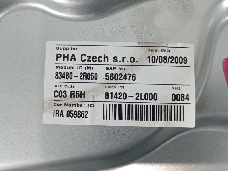 Recambio de elevalunas trasero derecho para hyundai i30 comfort referencia OEM IAM 834802R050 834812R010 834602R000