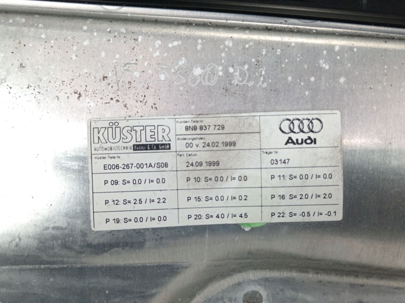 Recambio de elevalunas delantero izquierdo para audi tt roadster (8n9) 1.8 t referencia OEM IAM 8N8837729 8N0837461 