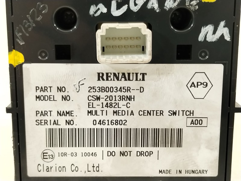 Recambio de mando multifuncion para renault megane iii berlina 5 p business referencia OEM IAM 253B00345R CSW2013RNH 