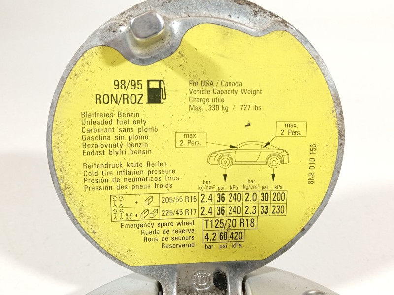 Recambio de tapa exterior combustible para audi tt roadster (8n9) 1.8 t referencia OEM IAM 8N0809 8N8010156 