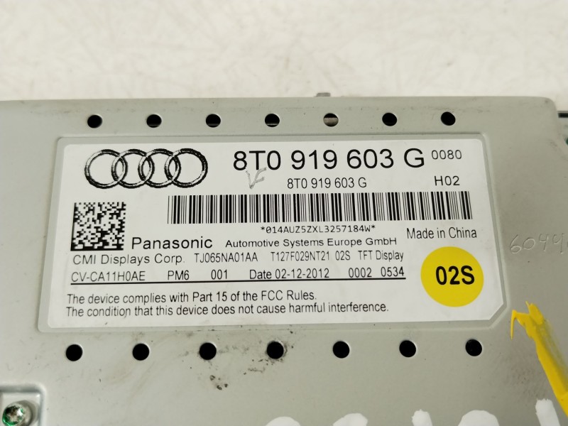 Recambio de pantalla multifuncion para audi a4 b8 (8k2) 2.0 tdi referencia OEM IAM 8T0919603G  
