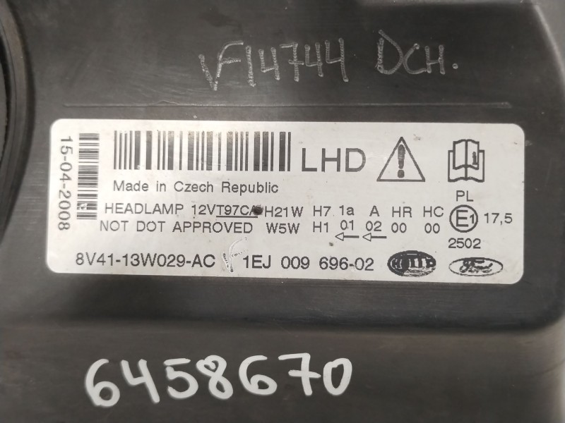 Recambio de faro derecho para ford kuga i 2.0 tdci 4x4 referencia OEM IAM 8V4113W029AC 1EJ009696 