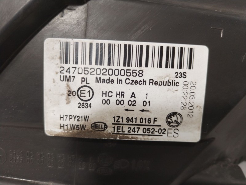 Recambio de faro derecho para skoda octavia ii (1z3) 1.6 tdi referencia OEM IAM 1Z1941016F 1EL247052 