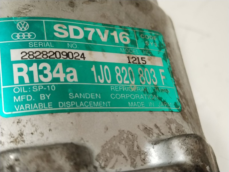 Recambio de compresor aire acondicionado para seat leon (1m1) 1.9 tdi referencia OEM IAM 1J0820803F  