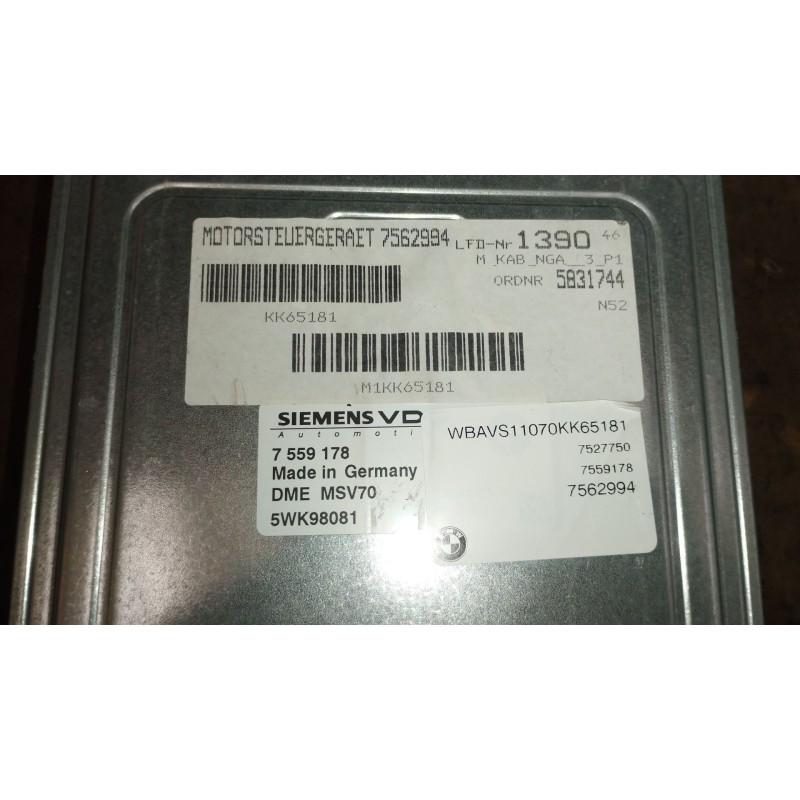 Recambio de centralita motor uce para bmw 3 touring (e91) 325 i referencia OEM IAM 7559178 5WK98081 12147561685