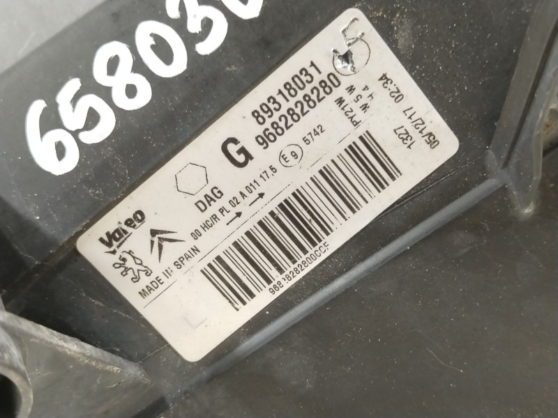 Recambio de faro izquierdo para peugeot partner furgoneta/monovolumen (k9) 1.6 bluehdi 75 referencia OEM IAM 9682828280 89318031