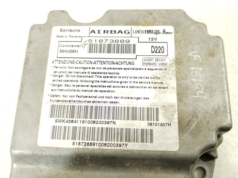 Recambio de centralita airbag para fiat bravo ii (198_) 1.6 d multijet (198axh1b) referencia OEM IAM 51873889  