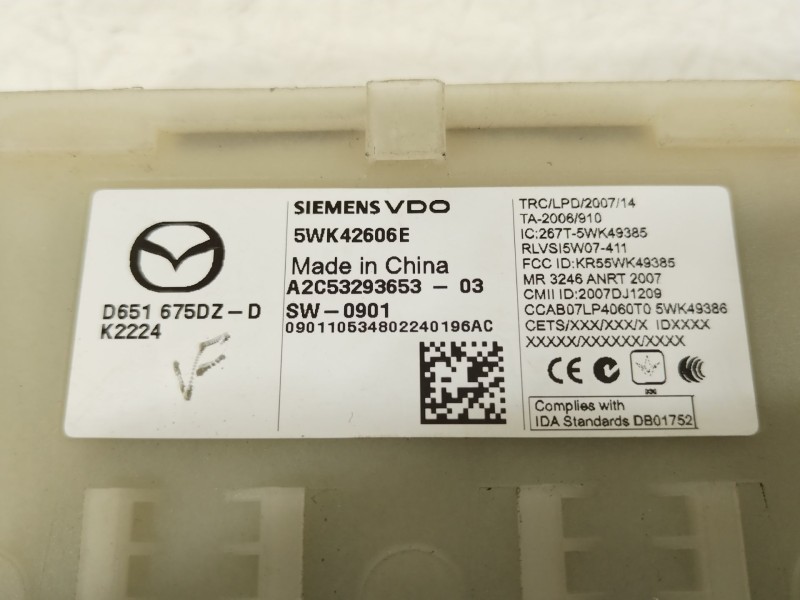 Recambio de modulo electronico para mazda 2 (de_, dh_) 1.5 (de5fs) referencia OEM IAM D651675DZ 5WK42606E A2C53293653