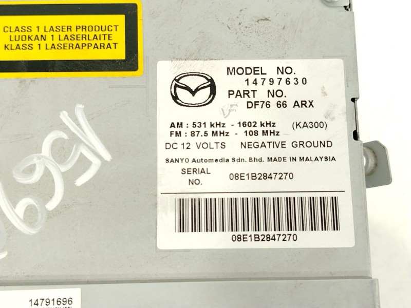 Recambio de sistema audio / radio cd para mazda 2 (de_, dh_) 1.5 (de5fs) referencia OEM IAM DF7666ARX  