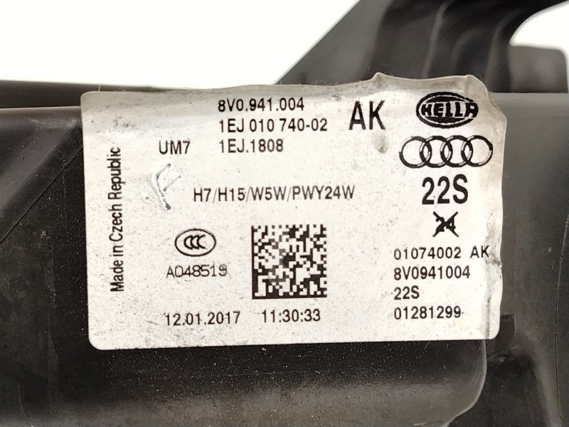 Recambio de faro derecho para audi a3 (8v1, 8vk) 1.6 tdi referencia OEM IAM 8V0941004 1EJ01074002 