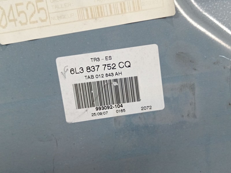 Recambio de elevalunas delantero derecho para seat ibiza iii (6l1) 1.4 tdi referencia OEM IAM 6L3837752CQ 6L2959801 6L3837756