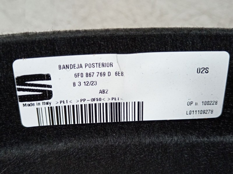 Recambio de bandeja trasera para seat ibiza v (kj1, kjg) 1.0 tsi referencia OEM IAM 6F0867769D  