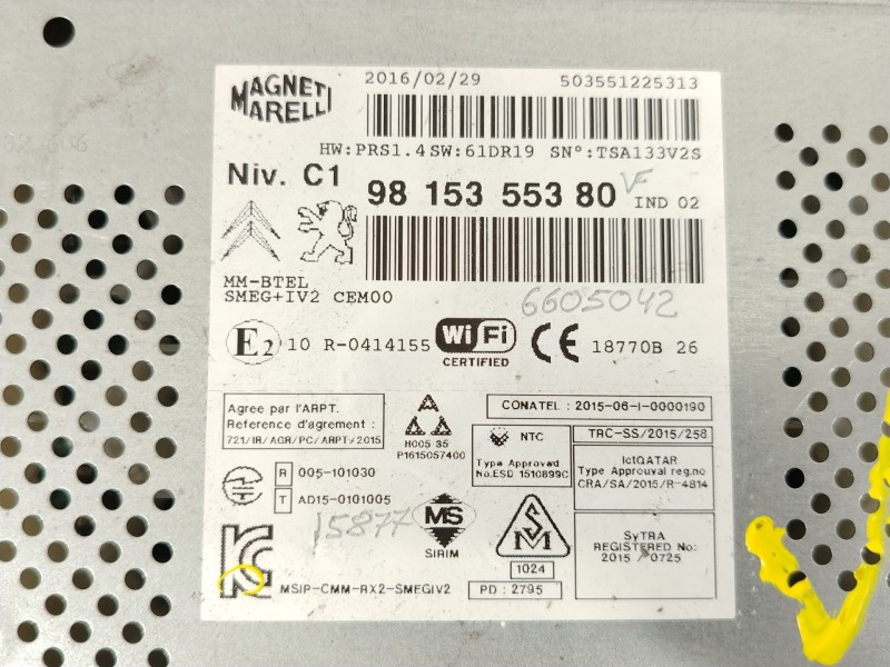 Recambio de sistema navegacion gps para citroën ds3 (sa_) 1.6 bluehdi 100 referencia OEM IAM 9815355380  