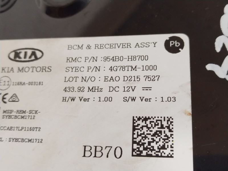 Recambio de modulo electronico para kia stonic (yb) 1.2 cvvt referencia OEM IAM 954B0H8700  