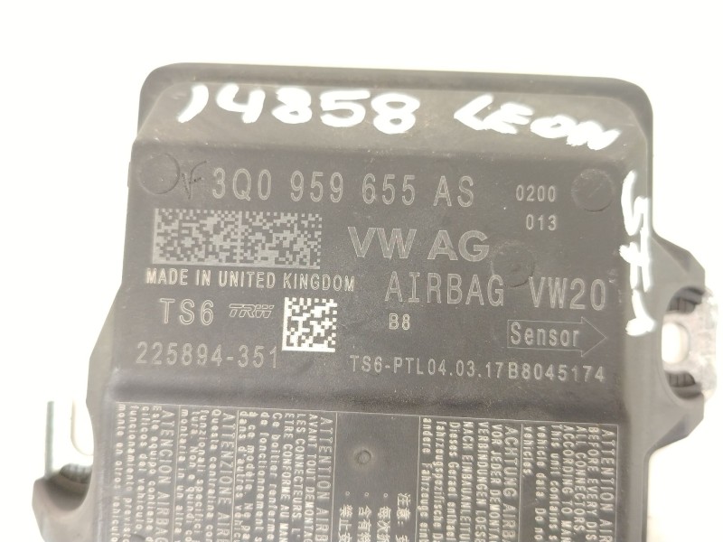 Recambio de centralita airbag para seat leon (5f1) 1.6 tdi referencia OEM IAM 3Q0959655AS 225894351 