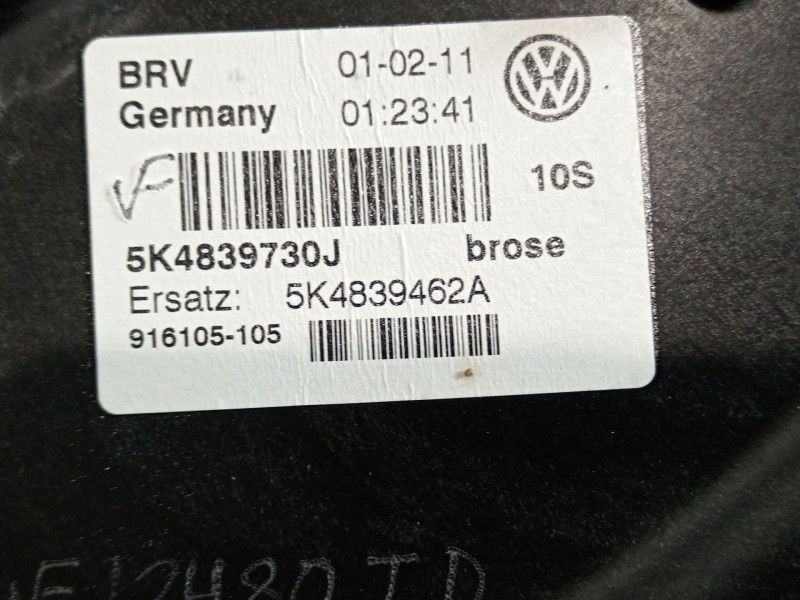 Recambio de elevalunas trasero derecho para volkswagen golf vi (5k1) advance bluemotion referencia OEM IAM 5K4839730J 5K0959704D