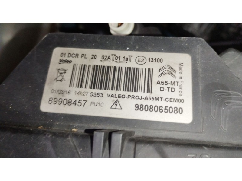 Recambio de faro derecho para citroën ds3 (sa_) 1.6 bluehdi 100 referencia OEM IAM 9808065080 89908457 90054496