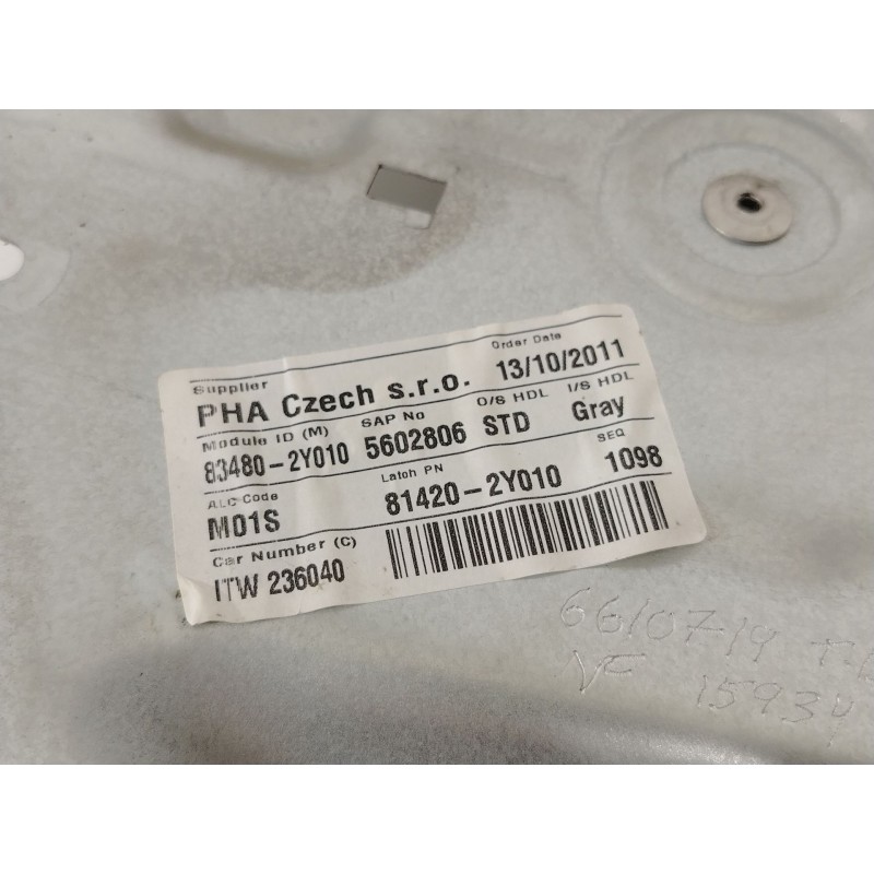 Recambio de elevalunas trasero derecho para hyundai ix35 (lm, el, elh) 1.7 crdi referencia OEM IAM 834802Y010 814202Y010 