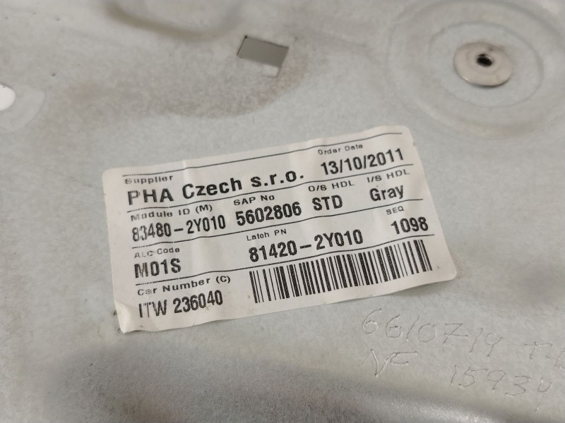 Recambio de elevalunas trasero derecho para hyundai ix35 (lm, el, elh) 1.7 crdi referencia OEM IAM 834802Y010 814202Y010 