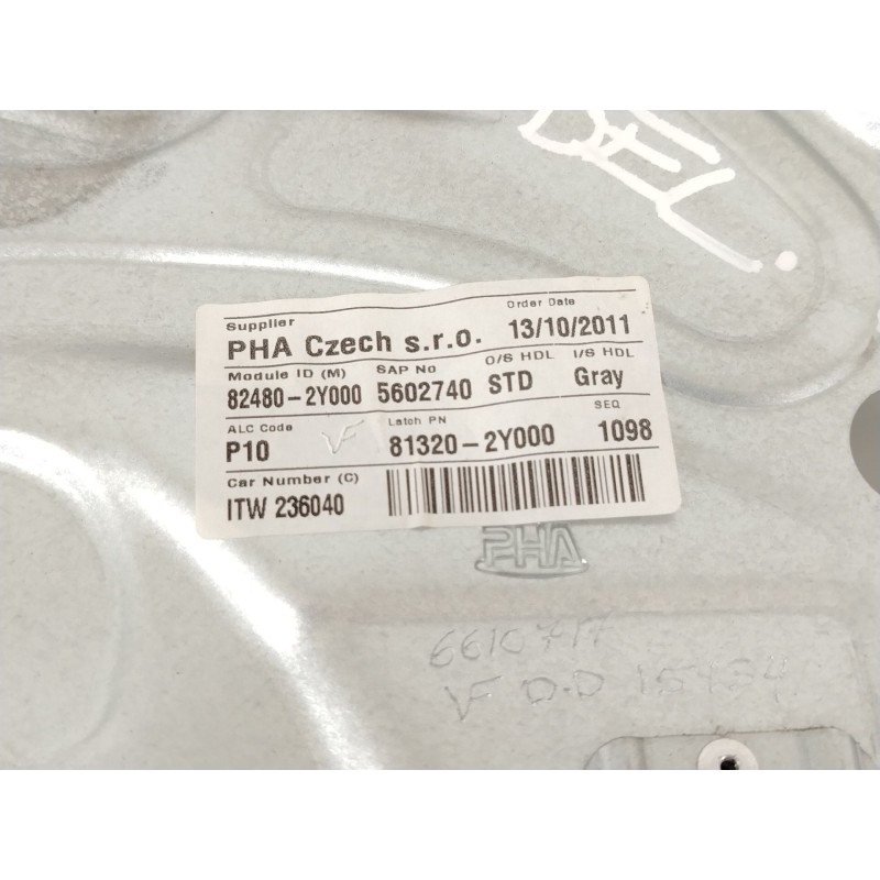 Recambio de elevalunas delantero derecho para hyundai ix35 (lm, el, elh) 1.7 crdi referencia OEM IAM 824802Y000 813202Y000 