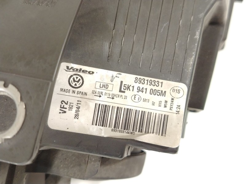 Recambio de faro izquierdo para volkswagen golf vi (5k1) 2.0 tdi referencia OEM IAM 5K1941005M 89319331 